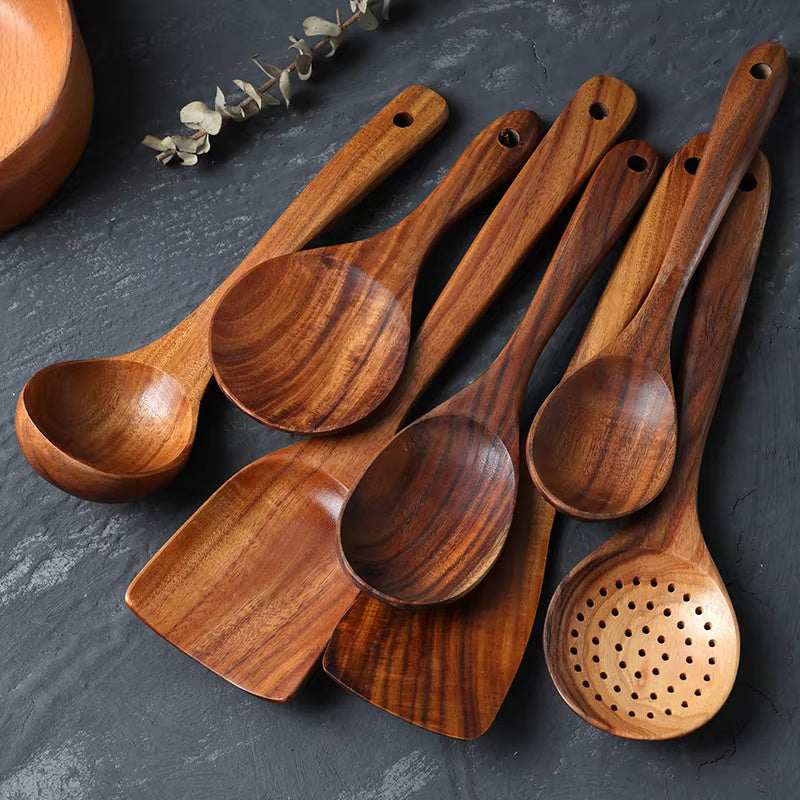 Modern Kitchen Utensils – 7-Piece Natural Cooking Set
