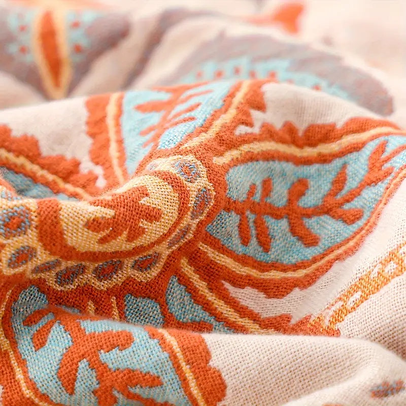 Boho Floral Sofa Throw Blanket – Airy & Versatile Design